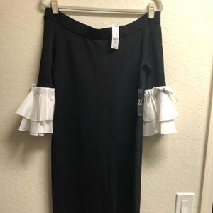 Off shoulder black sweater dress